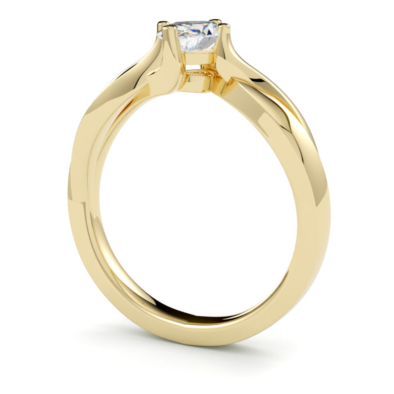 Pierścionek z pełnego żółtego złota z diamentem